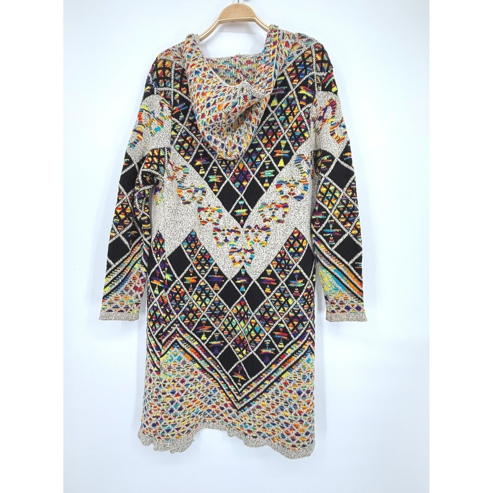 Northern Angel‎ Cardigan Womens XL Multicolor Geometric Hooded Duster - Picture 2 of 9